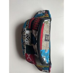 Handmade African Vibes Fanny Pack Blue Red Tan & Black Two (2) Pockets Cushioned